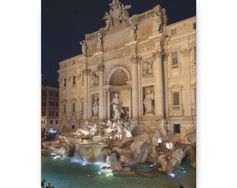 Fotografie des Trevi-Brunnens in Rom auf Leinwand | Architektur-Wandkunst bei Nacht