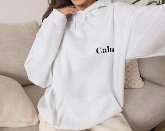 Ruhiger, minimalistischer Hoodie mit Text | Lässiger weißer Pullover