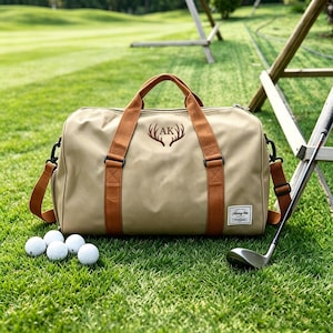 Borsa da golf personalizzata con ricamo di mazze incrociate, borsa da weekend personalizzata, borsa da viaggio ricamata con nome, borsa per testimoni dello sposo ricamata
