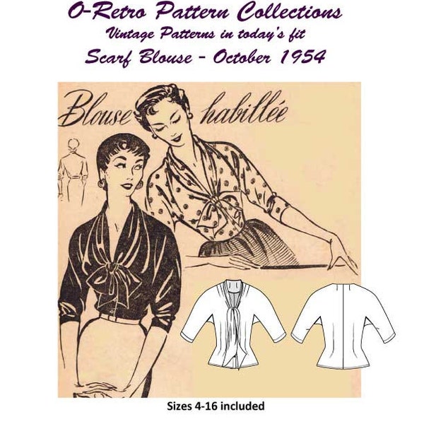 Paper Pattern O-Retro Collection: Scarf Blouse - October 1954