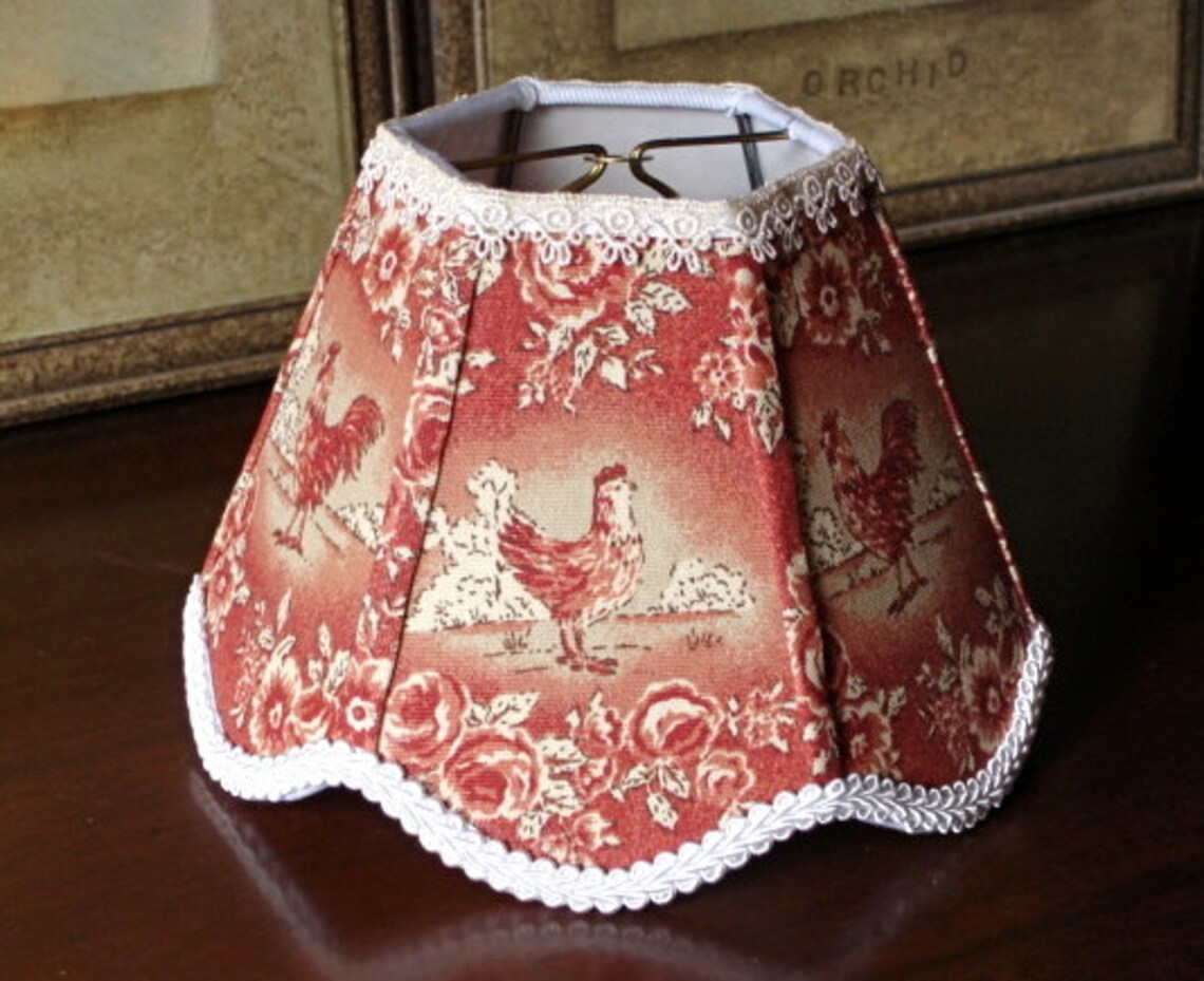French Country Rooster Lamp Shade Kitchen Farmhouse Cottage Etsy