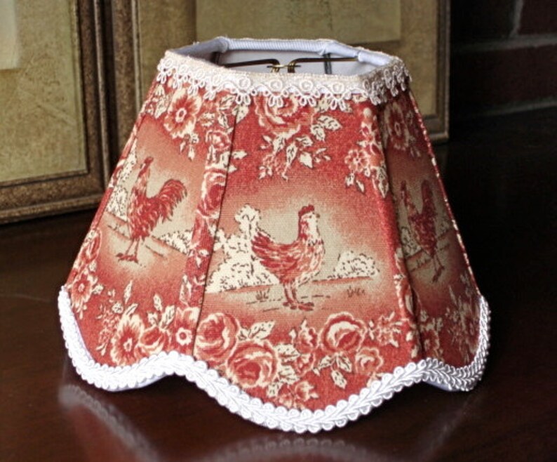 French Country Rooster Lamp Shade Kitchen Farmhouse Cottage Etsy