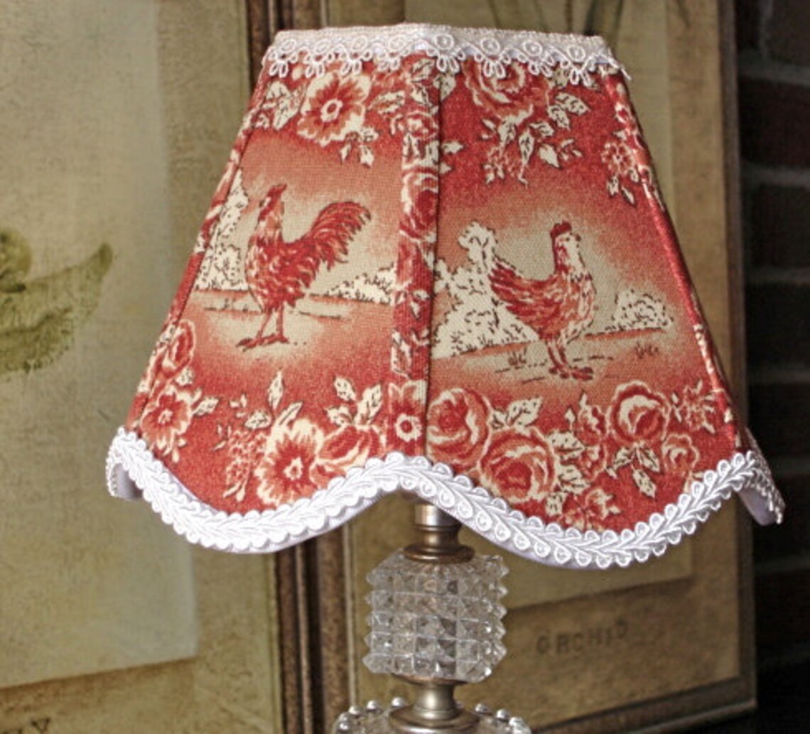 French Country Rooster Lamp Shade Kitchen Farmhouse Cottage Etsy