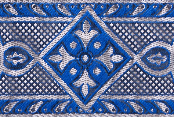 2 3//8/" Wide Jacquard Trim Medieval Style Black /& Silver Vestment Sewing 3 Yards