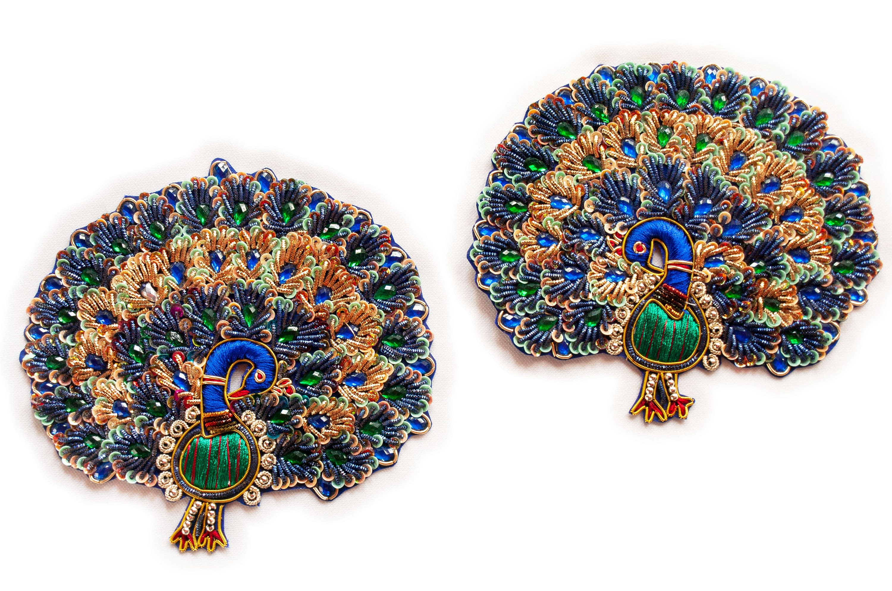Pair of Applique. Two 2 Grand Peacocks. Handbeaded & Etsy