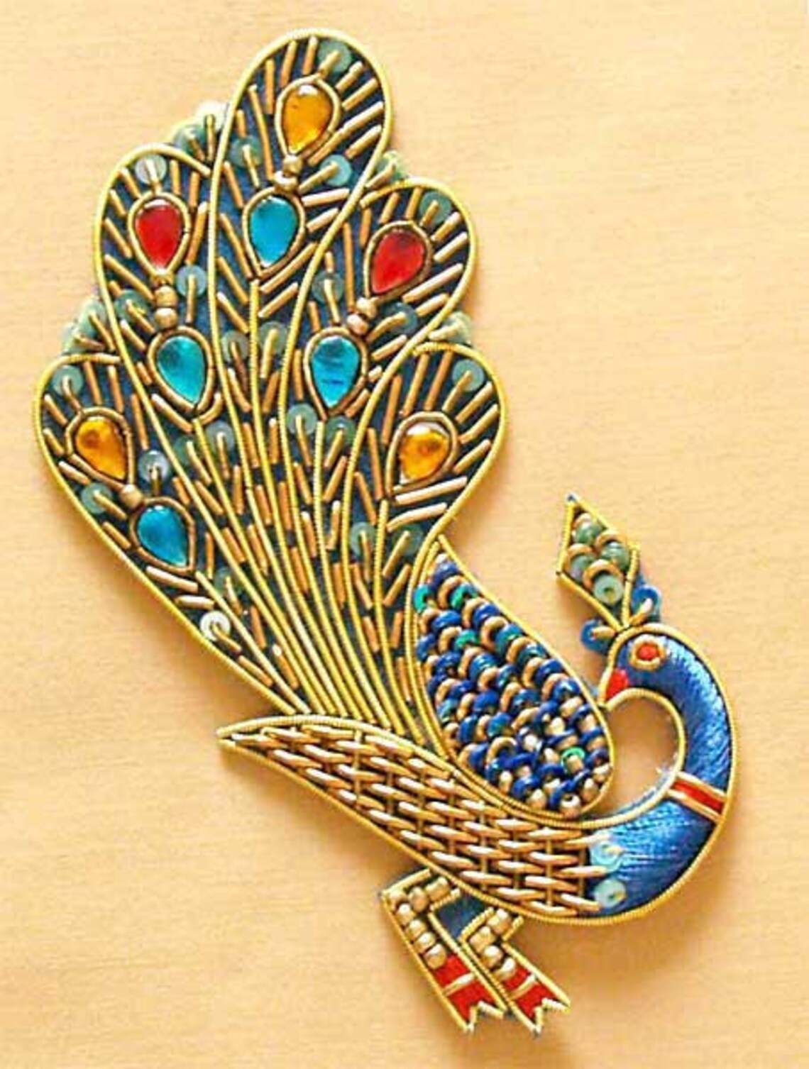 2 Hand Beaded Appliques. Brilliant Peacocks Etsy