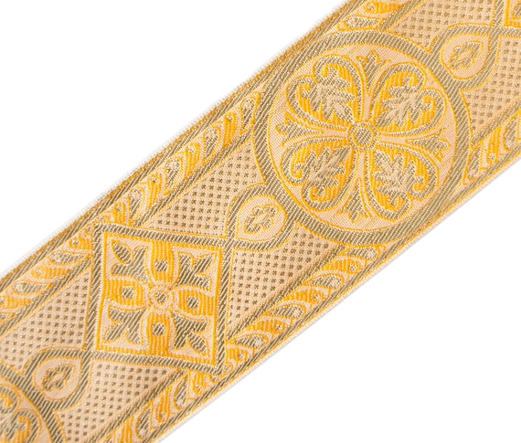 Very Wide Chasuble Trim Jacquard Gold /& Rose