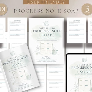 SOAP Progress Note Template, Counseling Progress Notes, Therapist Documentation, School Counselor Forms, Editable Canva, Documentation