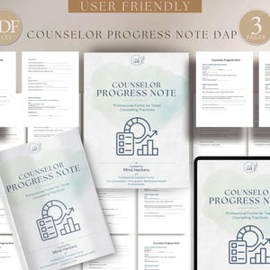 DAP Progress Note Template, Counseling Progress Notes, Therapist Documentation, School Counselor Form, Editable Canva Clinical Documentation