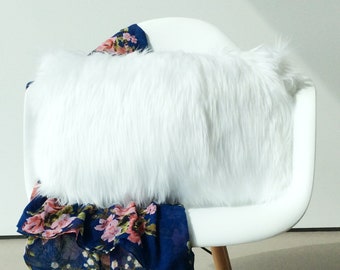 Queen size White fur pillow cover 20X30 decorative white fur white suede pillow cover ONE