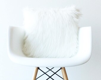 Fluffy White fur pillow throw pillow cover mid century white fur white Suede home office pillow cover decorative cushion All sizes ONE