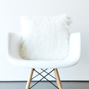 Fluffy White fur pillow throw pillow cover mid century white fur white Suede home office pillow cover decorative cushion All sizes ONE White