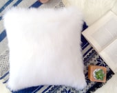 Scandinavian Modern White Fur pillow cover 16 X 16 fluffy white fur white suede pillow cover decorative pillow ONE