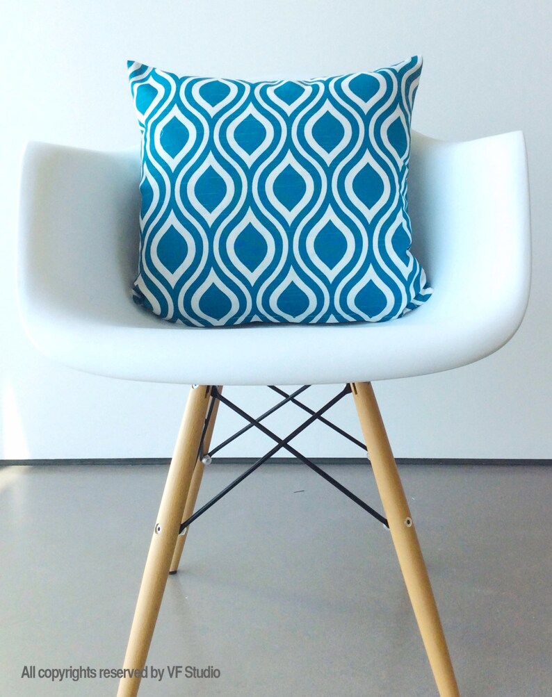 Teal Pillow Cover One 16 X 16 Inches Nicole Print Teal Cushion Etsy