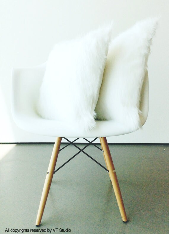 Ivory Fur Pillow Covers 24 X 24 Decorative Ivory Fur White Etsy