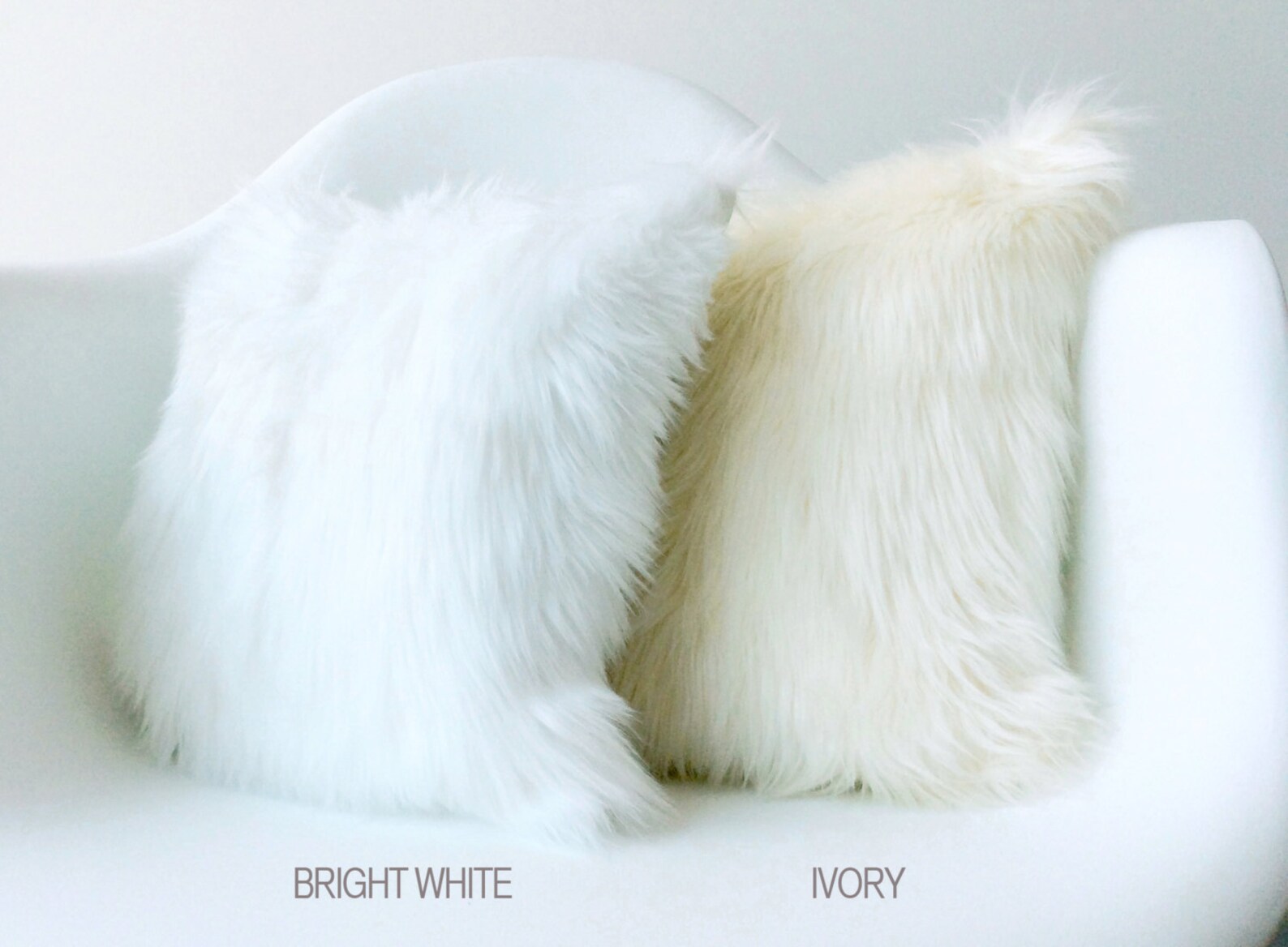 White fur pillow throw TWO 12 X 12 fluffy white fur white Etsy
