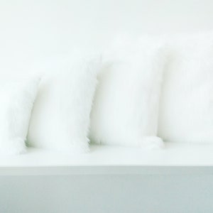 Fluffy White fur pillow throw pillow cover mid century white fur white Suede home office pillow cover decorative cushion All sizes ONE image 8