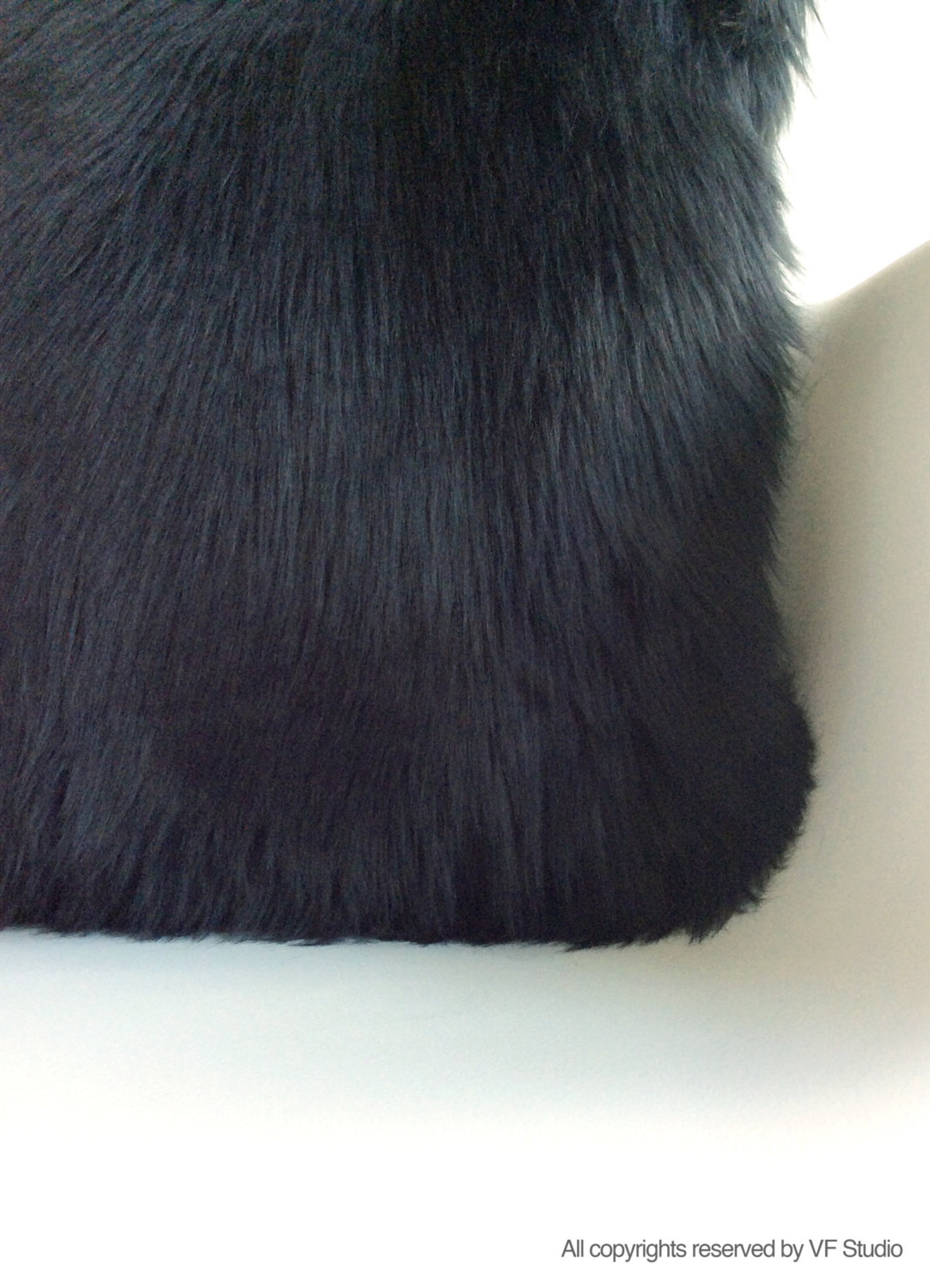 Black Fur Pillow Throw Suede Cover 20 X 20 Fluffy Black Fur Etsy