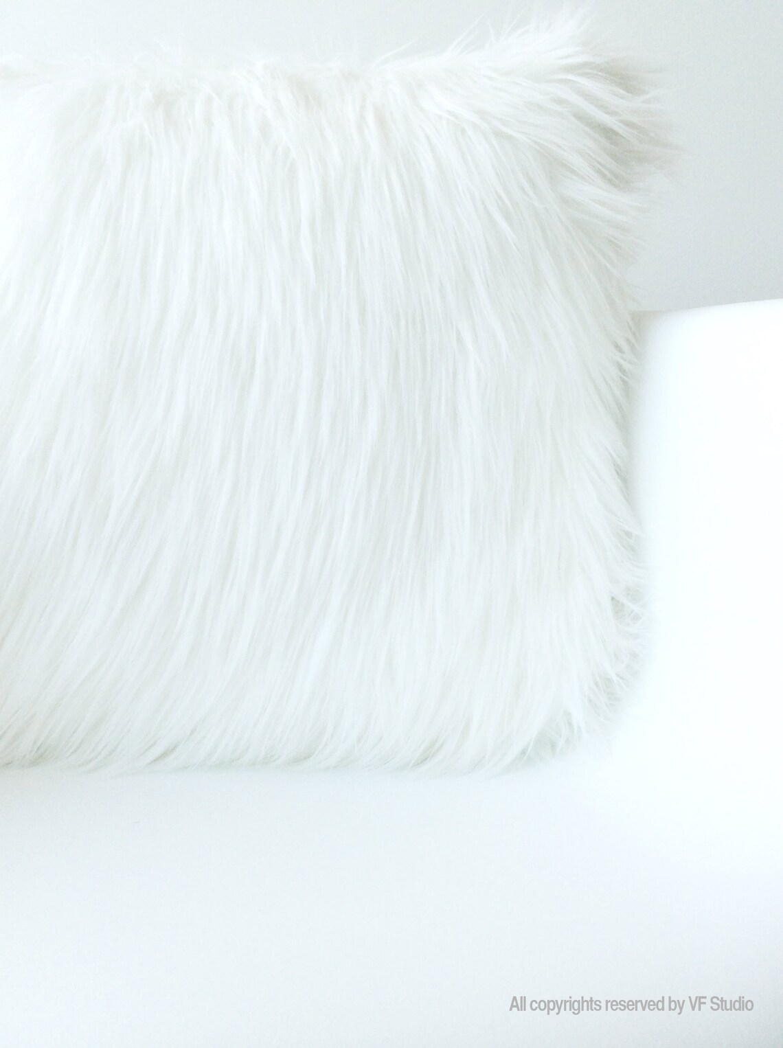 White Fur Pillow Throw Cover 14 X 14 Fluffy White Fur White Etsy