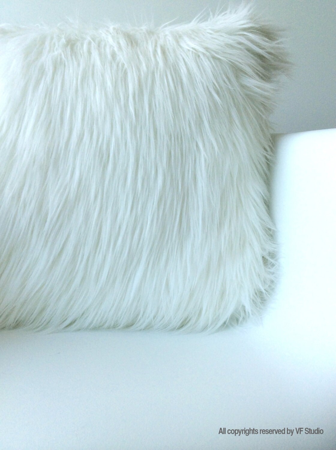 Scandinavian Modern White Fur Pillow Cover 16 X 16 Fluffy Etsy