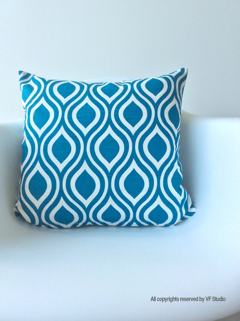 Teal Pillow Cover One 16 X 16 Inches Nicole Print Teal Cushion Etsy