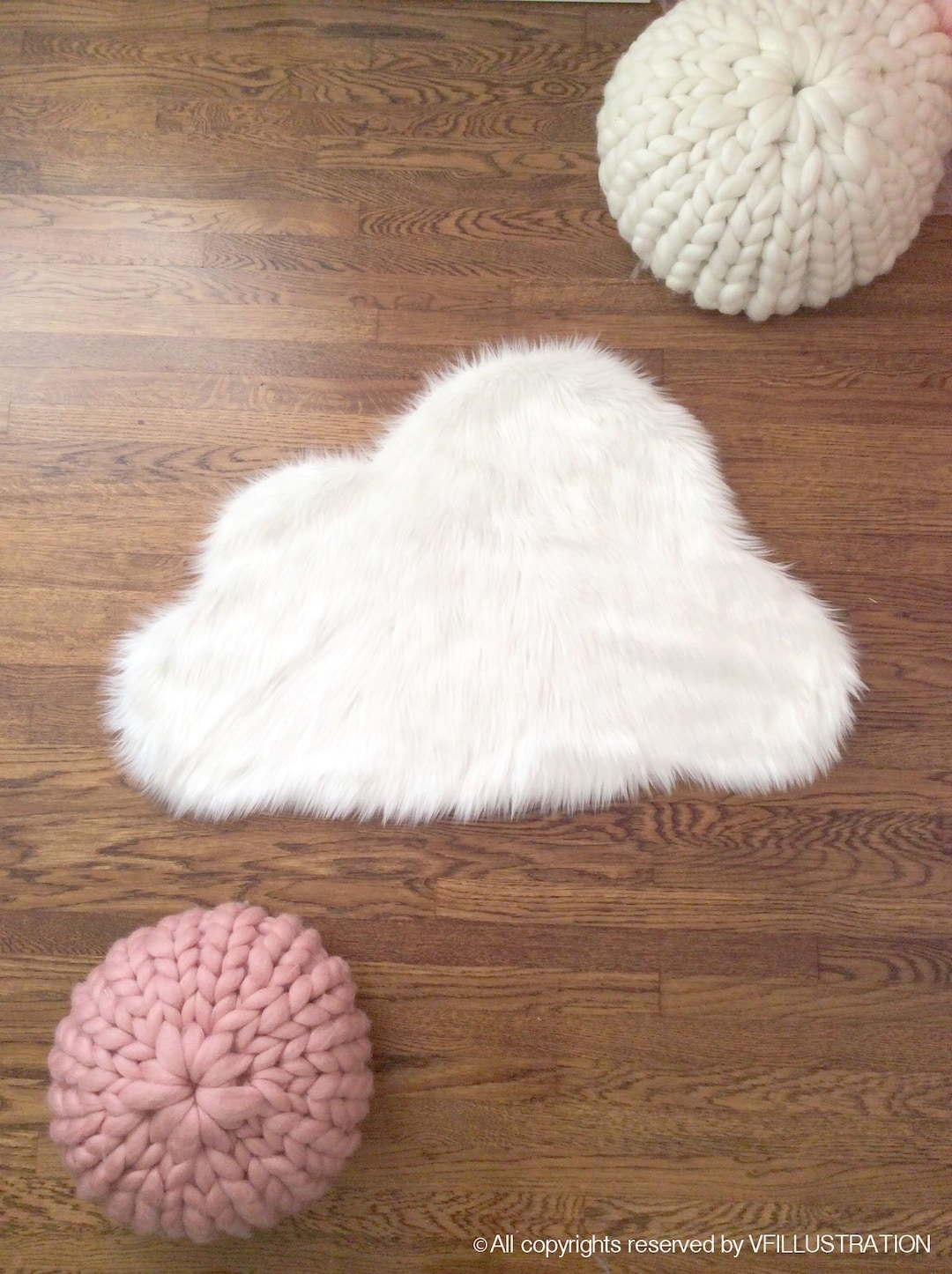 White Faux Cloud Shag Rug Decorative Nursery Rug Cozy Fur Bedroom Rug