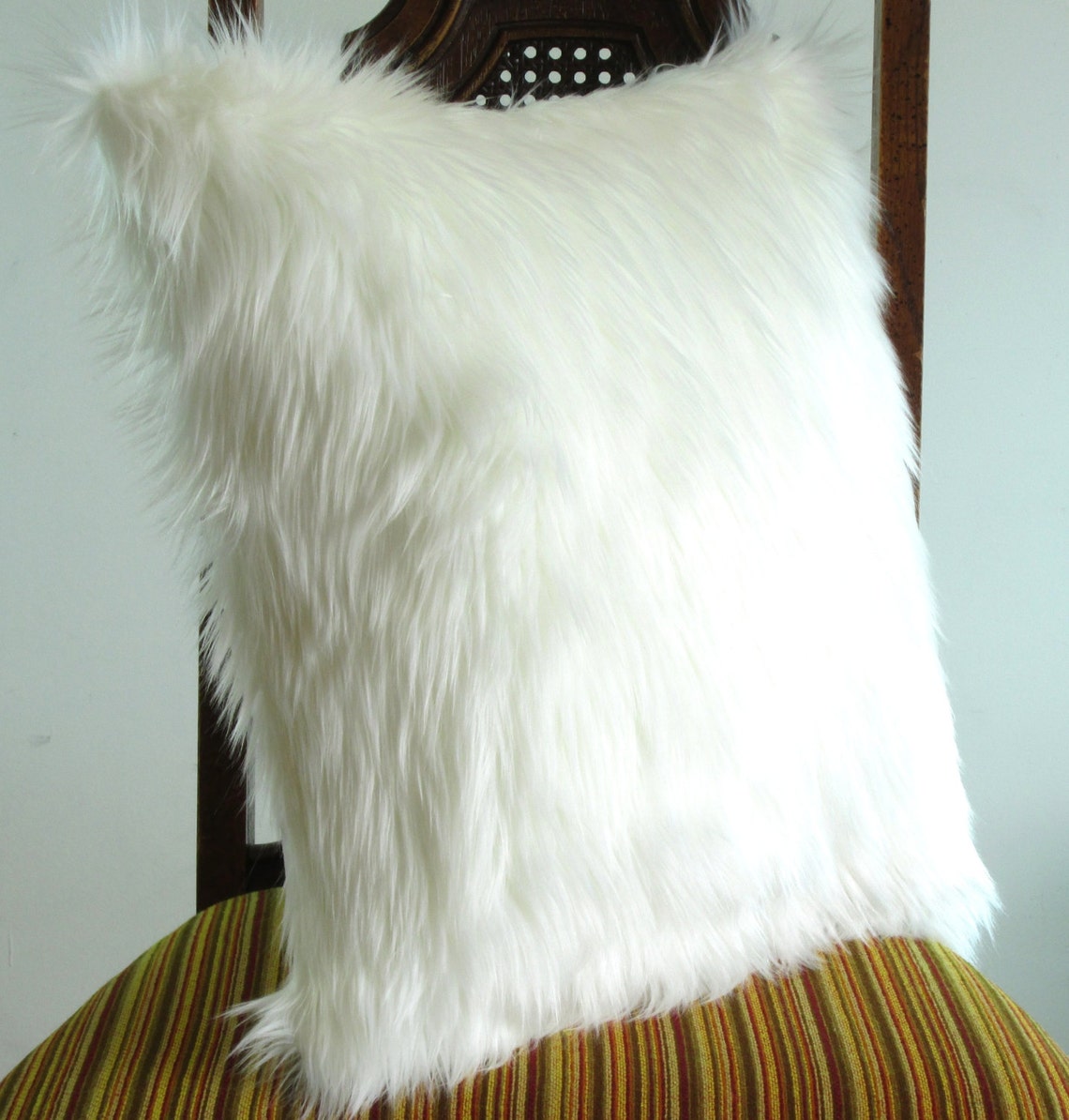 White Fur Pillow Throw 16 X 16 Fluffy White Fur White Seude Etsy