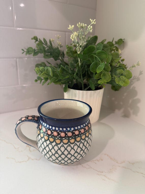 Ceramika Artystyczna UNIKAT-T.LIANA ボウル Vintage UNIKAT Polish Pottery Mug T. Liana Signed Hand Painted