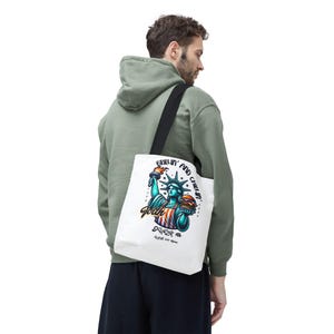 Tote Bag in 3 Sizes Shows Lady Liberty's Fun Side Commemorative of 250 years of July 4th Celebrations
