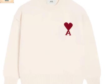 Heart A Knit AMI Paris Sweater || Minimalist Heart Pullover || Unisex Streetwear