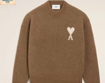 Heart A Knit AMI Paris Sweater || Minimalist Heart Pullover || Unisex Streetwear