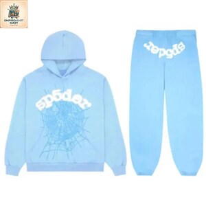 Sudadera con capucha azul estilo Spiderman // Sudadera unisex con estampado de telaraña estilo Y2K, estilo streetwear. Sky Blue TracKSuit