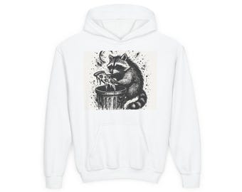 Raccoon Pizza Hoodie, Funny Art Sweatshirt, Birthday Gift, Whimsical Animal Hoodie, Cool Graphic Tee