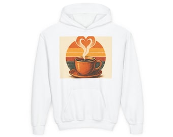 Cozy Scene Of Coffee Cup With Steam Forming A Heart Shape Hoodie, Cozy Aesthetic Hoodie, Comfort Lover Gift, Cute Art Hoodie