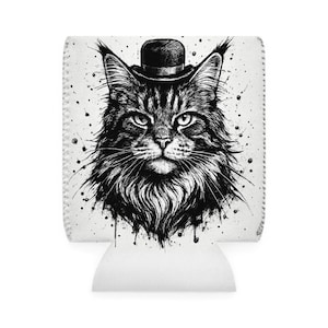 Maine Coon-kat met mok kleine hoed, cadeau Maine minnaar, kunstmok huisdiereigenaar, T-shirt moeder vader Maine