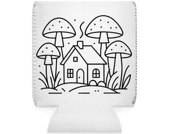 Gemütliche Szene eines winzigen Cottage im Pilzwald Becher, gemütlicher ästhetischer Becher, Geschenk für Komfortliebhaber, niedlicher Kunstbecher