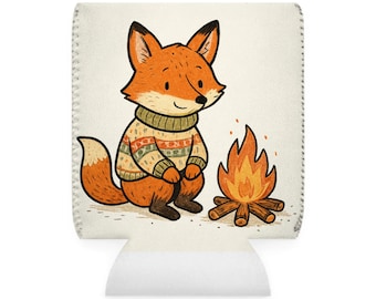 Taza divertida de zorro junto a la fogata, regalo acogedor para amantes de los suéteres, cumpleaños original, taza de café con un lindo diseño de animales, regalo para amantes de la naturaleza.