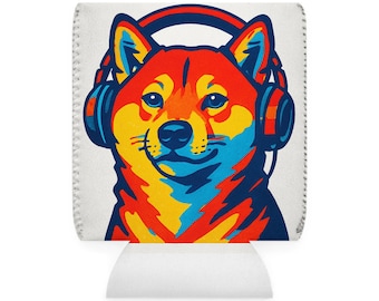 Taza con diseño de Shiba Inu usando auriculares, regalo para amantes de los Shiba Inu, taza artística para dueños de mascotas, camiseta para mamás y papás de Shiba Inu.