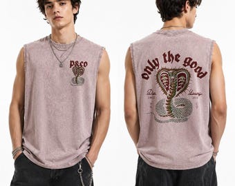 Cobra Tank Top, Vintage Sleeveless Shirt, Gothic Snake Graphic, Only The Good Streetwear Gift,DTG Print