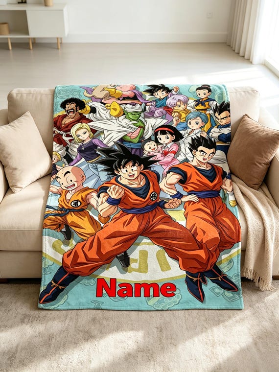 Personalized Dragon Ball Flannel Throw Blanket, Anime Manga Fan Keepsake