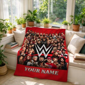 Anpassad flanellfilt med namn från WWE Superstars, brottningsfilt för fans, samlarpresent