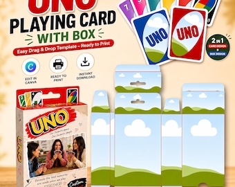 Editable Uno Playing Card & Box Canva Template | Printable Deck Design (Digital Download)