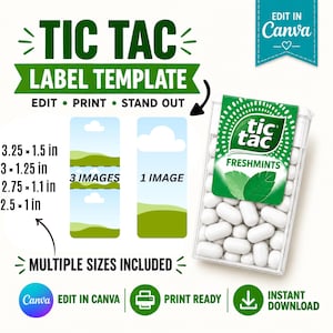 Editable Tic Tac Label Template | Custom Party Favor Mint Labels (Digital Download)