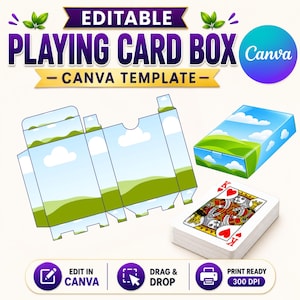 Custom Playing Card Box Template | Editable Canva Design (Digital Download)