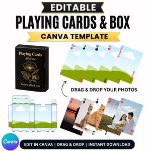 Custom Playing Cards & Box Canva Template | DIY Wedding Poker Cards Deck | Digital Download