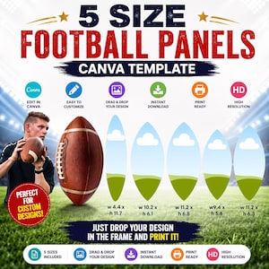 Football Panels Canva Template | 5 Sizes, Editable Mockup (Digital Download)