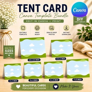 Editable Tent Card Canva Template Bundle | Wedding Party Table Sign (Digital Download)