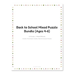 Pacchetto di puzzle misti per il ritorno a scuola (età 4-6 anni) (tipologie e difficoltà miste)