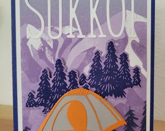 Sukkot Card, sukkah, camping, tent, mountains, Festival, Fall, biblical holidays, Feast of Ingathering
