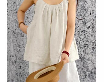 Linen Camisole, Linen Tie Back Top, Linen Tank Top Women, Open Back Linen Top, Linen Sleeveless Top, Summer Linen Top, Linen Vacation Top